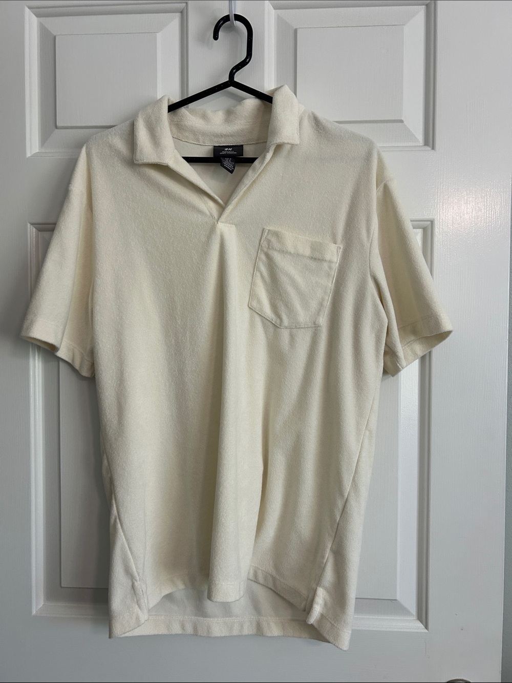 H&M Cream Short-Sleeve Polo with Chest Pocket
